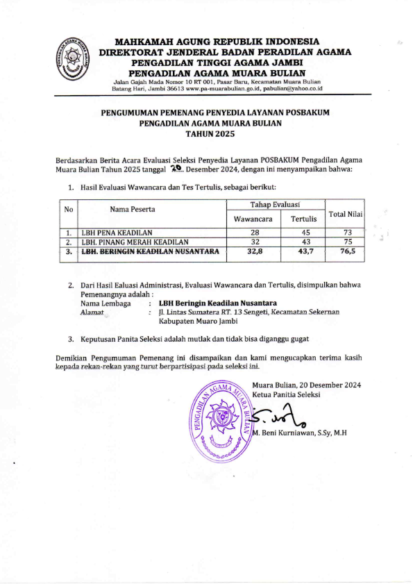 Pengumuman Posbakum 001