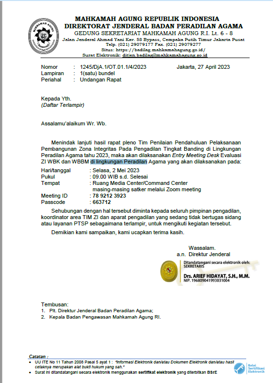 entry meeting desk evaluasi ZI WBK dan WWBM 2023